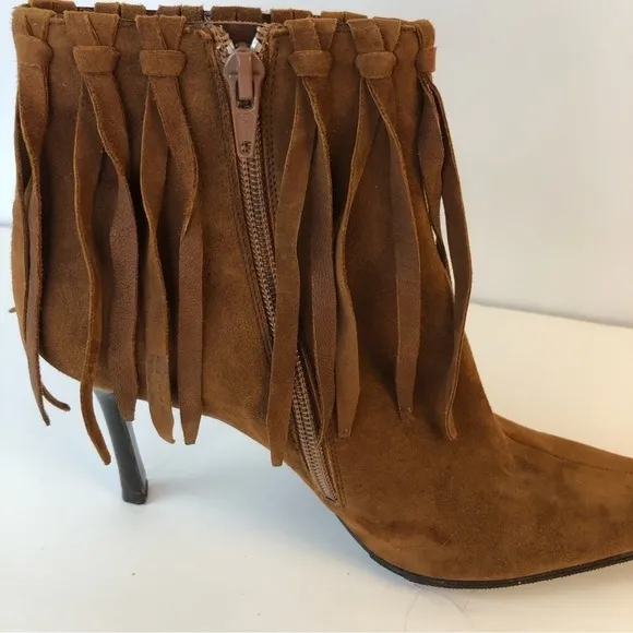 BALLIN made in Italy tan point toe high heel fingers booties 7.5