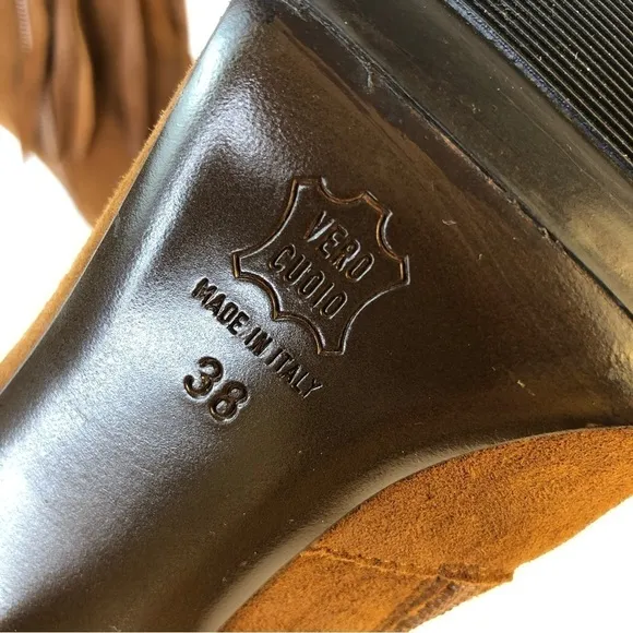 BALLIN made in Italy tan point toe high heel fingers booties 7.5