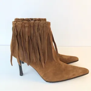 BALLIN made in Italy tan point toe high heel fingers booties 7.5