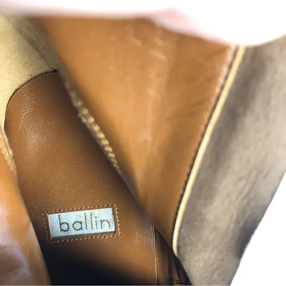 BALLIN made in Italy tan point toe high heel fingers booties 7.5