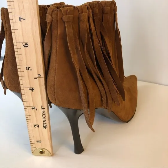 BALLIN made in Italy tan point toe high heel fingers booties 7.5