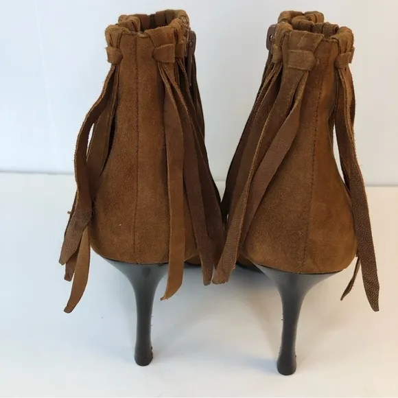 BALLIN made in Italy tan point toe high heel fingers booties 7.5