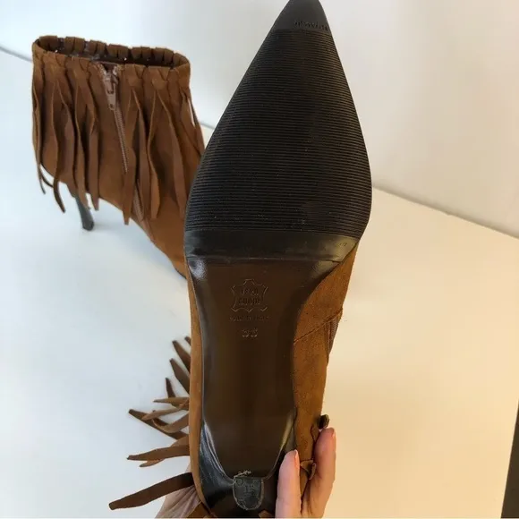 BALLIN made in Italy tan point toe high heel fingers booties 7.5