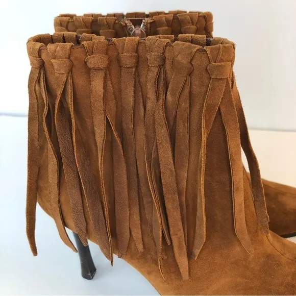 BALLIN made in Italy tan point toe high heel fingers booties 7.5