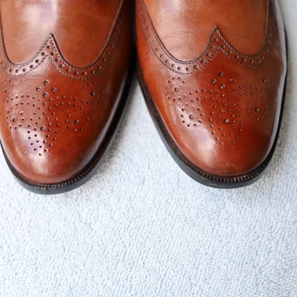 Bally 10-M Brown Wingtip Oxford Dress Shoes