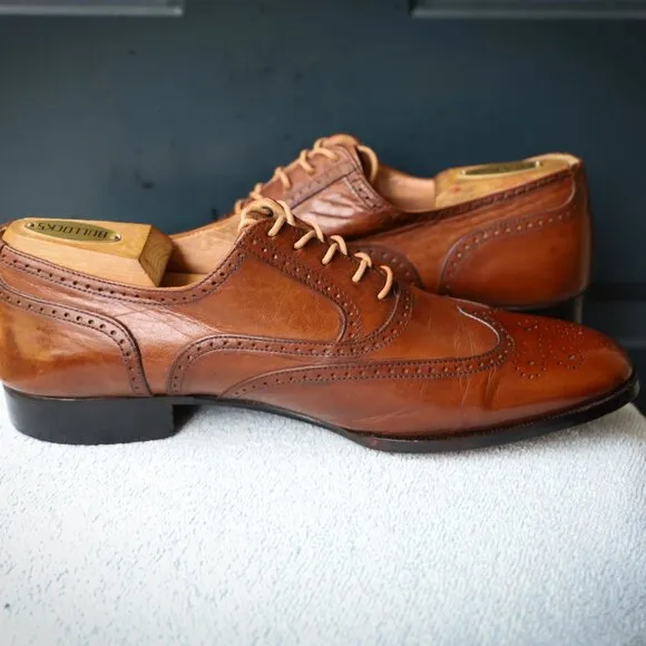 Bally 10-M Brown Wingtip Oxford Dress Shoes