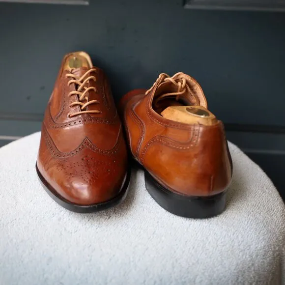 Bally 10-M Brown Wingtip Oxford Dress Shoes