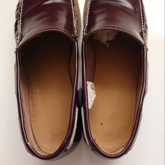 BALLY Men's Patent Leather Zenin 128 Boat Shoe Dark Burgundy Size 9 Slip-on