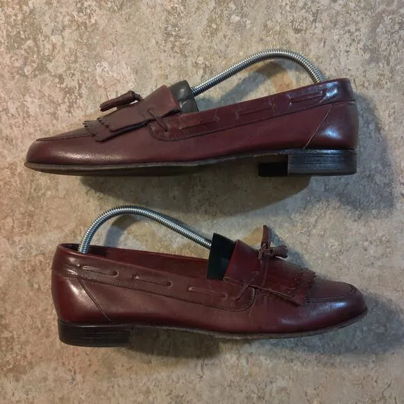 Bally of Switzerland Tassel Red Leather Slip On Loafer Mens 9.5 N Logan Shoes