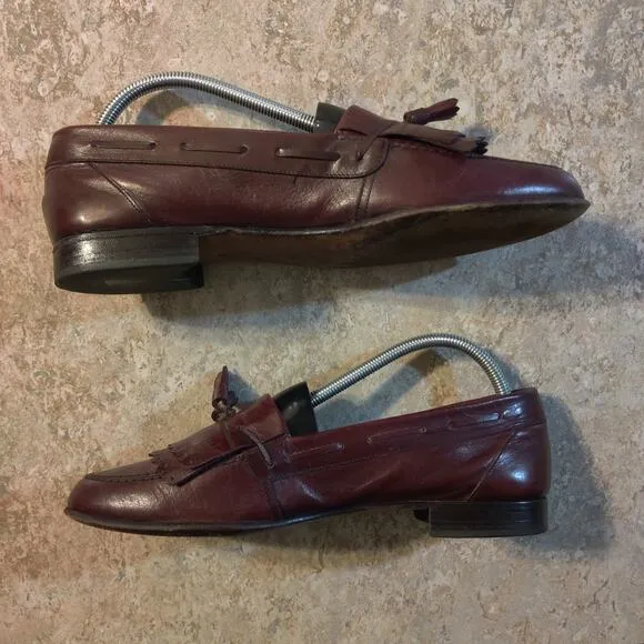 Bally of Switzerland Tassel Red Leather Slip On Loafer Mens 9.5 N Logan Shoes