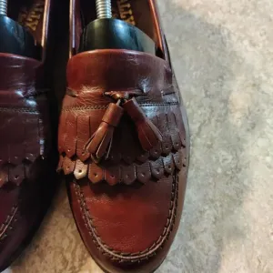 Bally of Switzerland Tassel Red Leather Slip On Loafer Mens 9.5 N Logan Shoes
