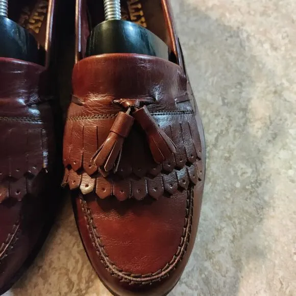 Bally of Switzerland Tassel Red Leather Slip On Loafer Mens 9.5 N Logan Shoes