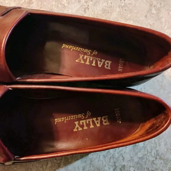 Bally of Switzerland Tassel Red Leather Slip On Loafer Mens 9.5 N Logan Shoes