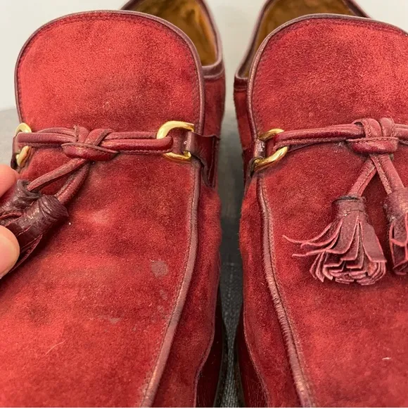 BALLY Rovero II Vintage Burgundy Suede Tassel Loafers - Size 9