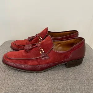 BALLY Rovero II Vintage Burgundy Suede Tassel Loafers - Size 9