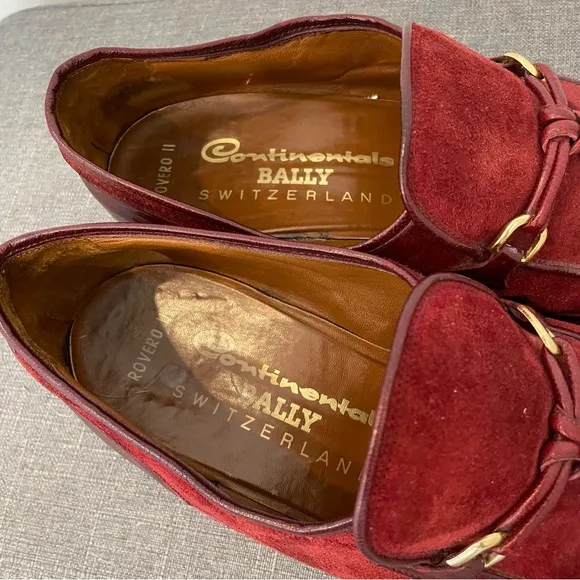 BALLY Rovero II Vintage Burgundy Suede Tassel Loafers - Size 9
