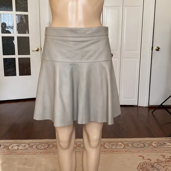 Banana Republic gray genuine leather A-line mini skirt Size 4P