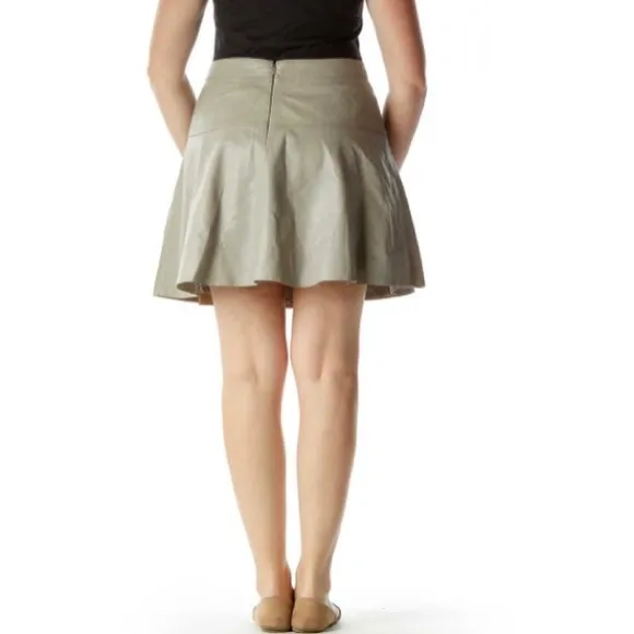 Banana Republic gray genuine leather A-line mini skirt Size 4P