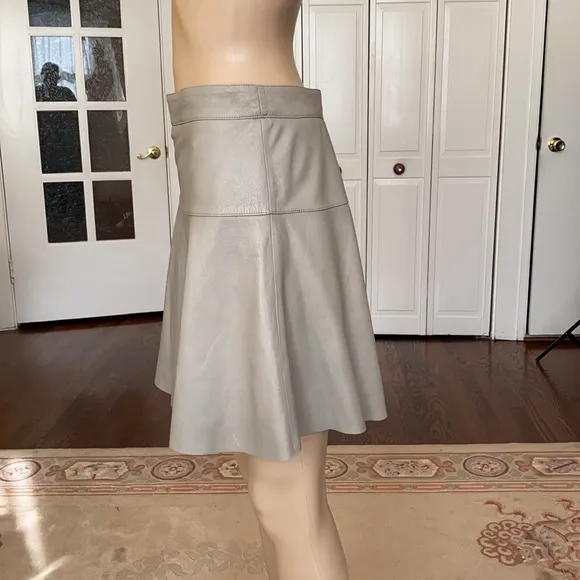 Banana Republic gray genuine leather A-line mini skirt Size 4P