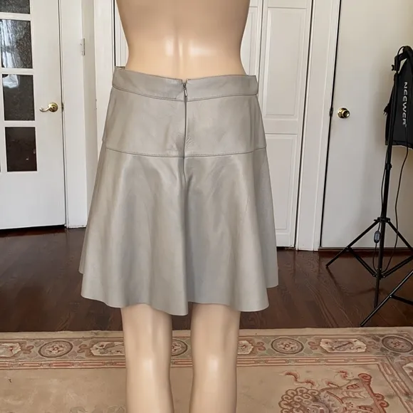 Banana Republic gray genuine leather A-line mini skirt Size 4P