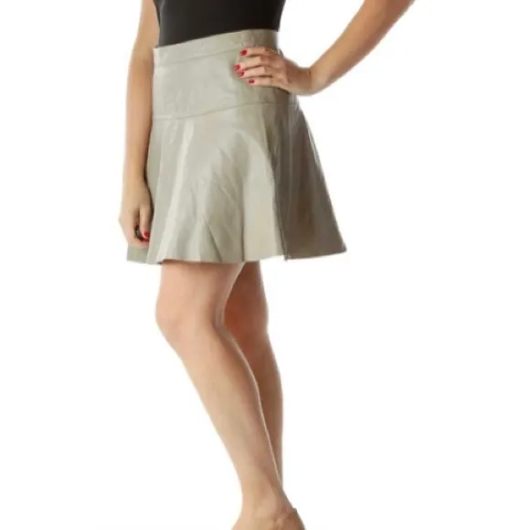 Banana Republic gray genuine leather A-line mini skirt Size 4P