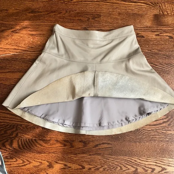 Banana Republic gray genuine leather A-line mini skirt Size 4P
