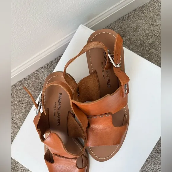 Barbara Barbieri Brown Leather Slingback Sandal Made in ITALY Size 6