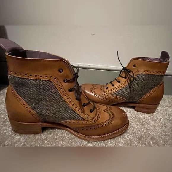 BARKER LADIES - GRACE BROGUE BOOTS Made in England UK