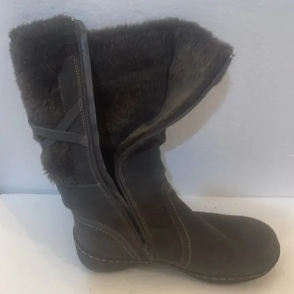 Bass Denver winter boots fur side zipper gray women’s size 8