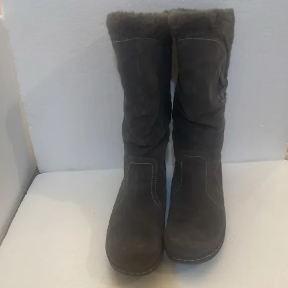 Bass Denver winter boots fur side zipper gray women’s size 8