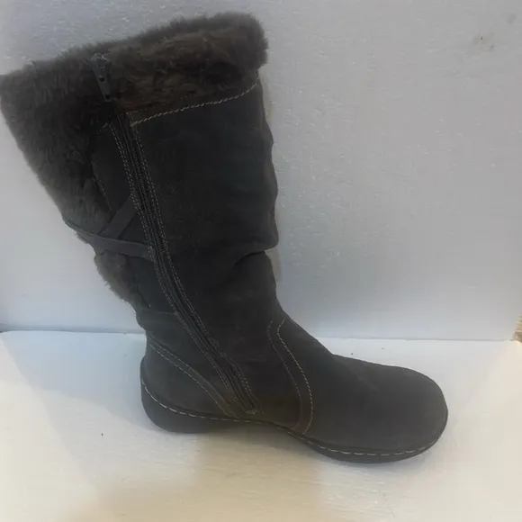 Bass Denver winter boots fur side zipper gray women’s size 8