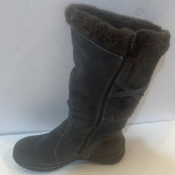Bass Denver winter boots fur side zipper gray women’s size 8