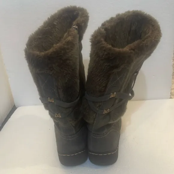 Bass Denver winter boots fur side zipper gray women’s size 8