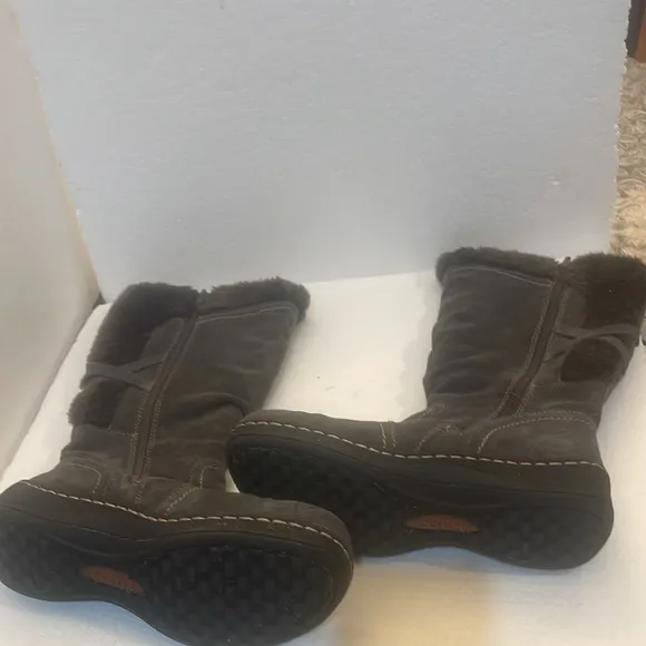 Bass Denver winter boots fur side zipper gray women’s size 8
