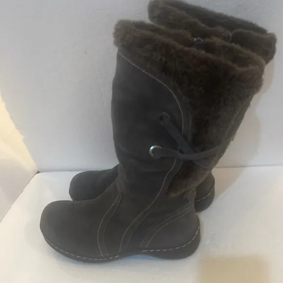 Bass Denver winter boots fur side zipper gray women’s size 8