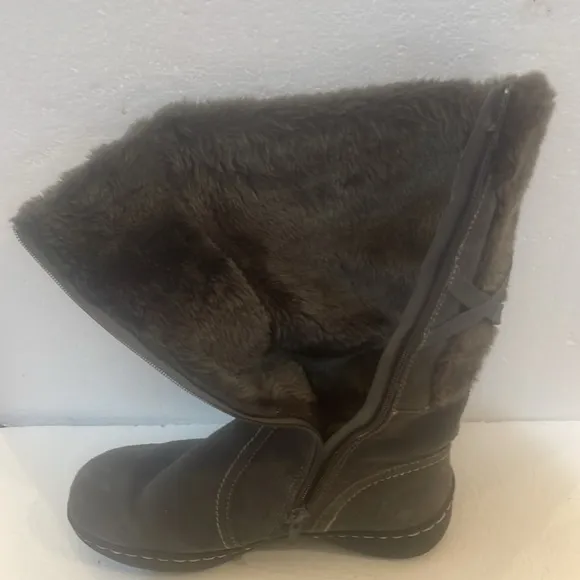 Bass Denver winter boots fur side zipper gray women’s size 8
