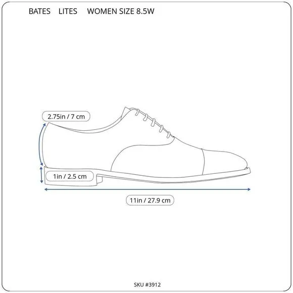 Bates Lites Women's Size 8.5W White Leather Oxford Dress Casual Shoe 07131 NEW