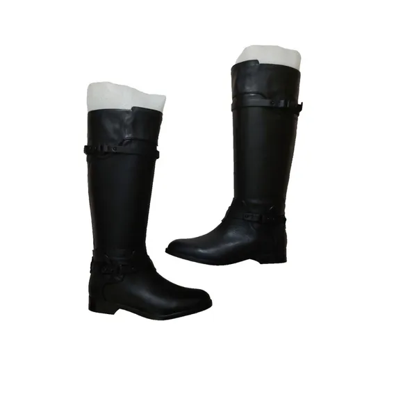 BCBGMAXAZARIA Black Calf Leather Riding Boots Retail $398 Size 6.5