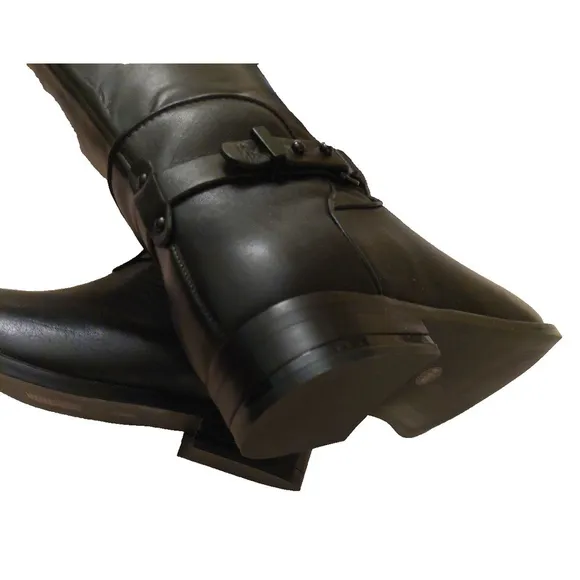 BCBGMAXAZARIA Black Calf Leather Riding Boots Retail $398 Size 6.5