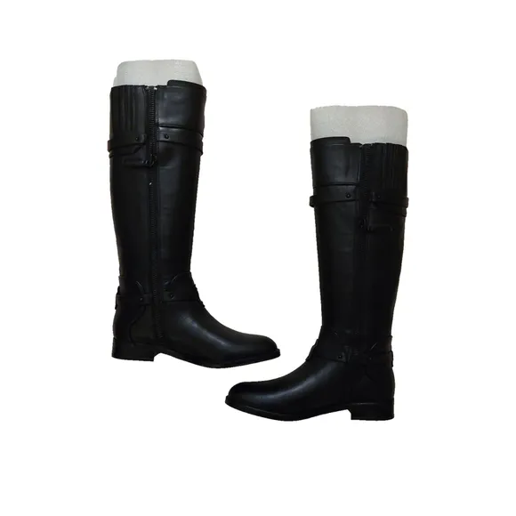 BCBGMAXAZARIA Black Calf Leather Riding Boots Retail $398 Size 6.5