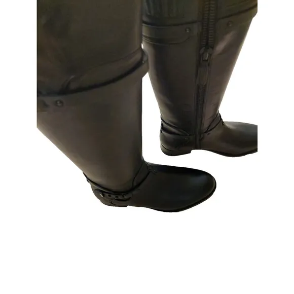 BCBGMAXAZARIA Black Calf Leather Riding Boots Retail $398 Size 6.5