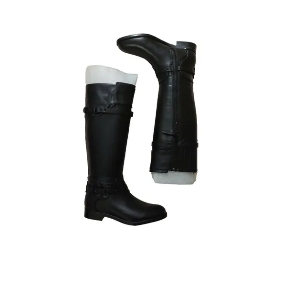 BCBGMAXAZARIA Black Calf Leather Riding Boots Retail $398 Size 6.5