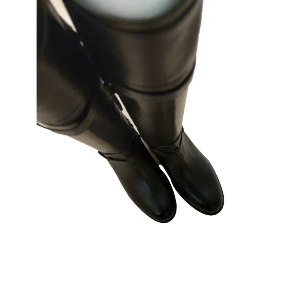 BCBGMAXAZARIA Black Calf Leather Riding Boots Retail $398 Size 6.5