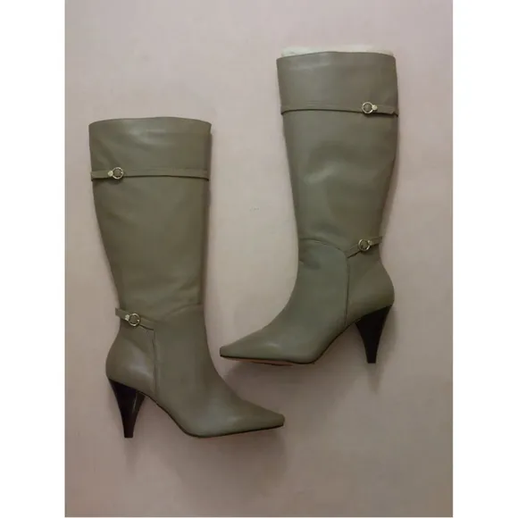 BCBGMAXAZARIA Khaki Beige Leather Boots Size 7.5 $434