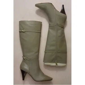BCBGMAXAZARIA Khaki Beige Leather Boots Size 7.5 $434