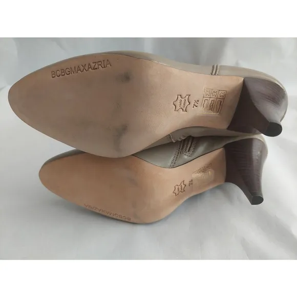 BCBGMAXAZARIA Khaki Beige Leather Boots Size 7.5 $434