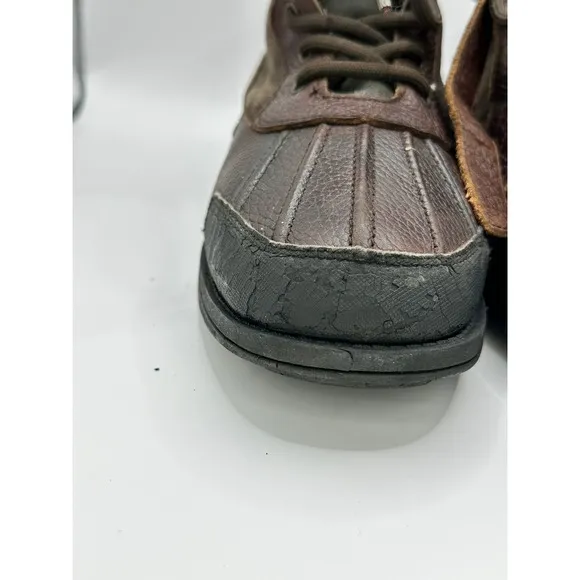 Bearpaw Duck Boots Leather Ankle Lace Up Buckle Accent Brown Boots‎