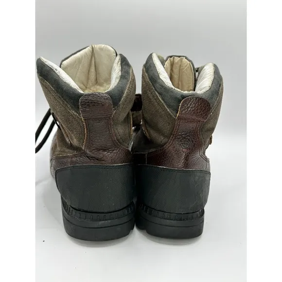 Bearpaw Duck Boots Leather Ankle Lace Up Buckle Accent Brown Boots‎