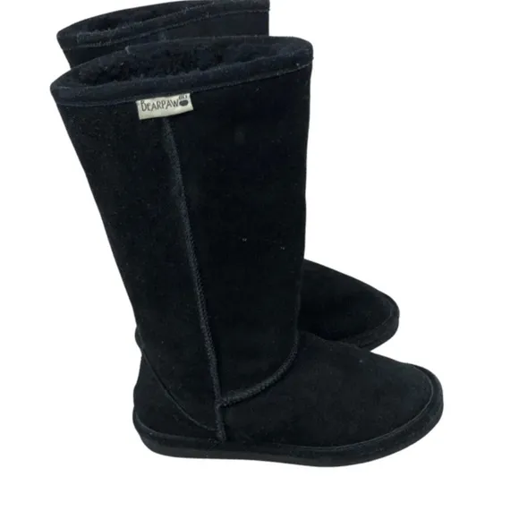 Bearpaw Elle Suede Black Sheepskin Lined Winter Tall Fur Boots