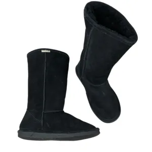 Bearpaw Elle Suede Black Sheepskin Lined Winter Tall Fur Boots